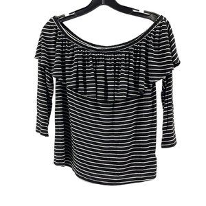 American Eagle Outfitters 3/4 Sleeve Black White Striped Top Shirt Size Small